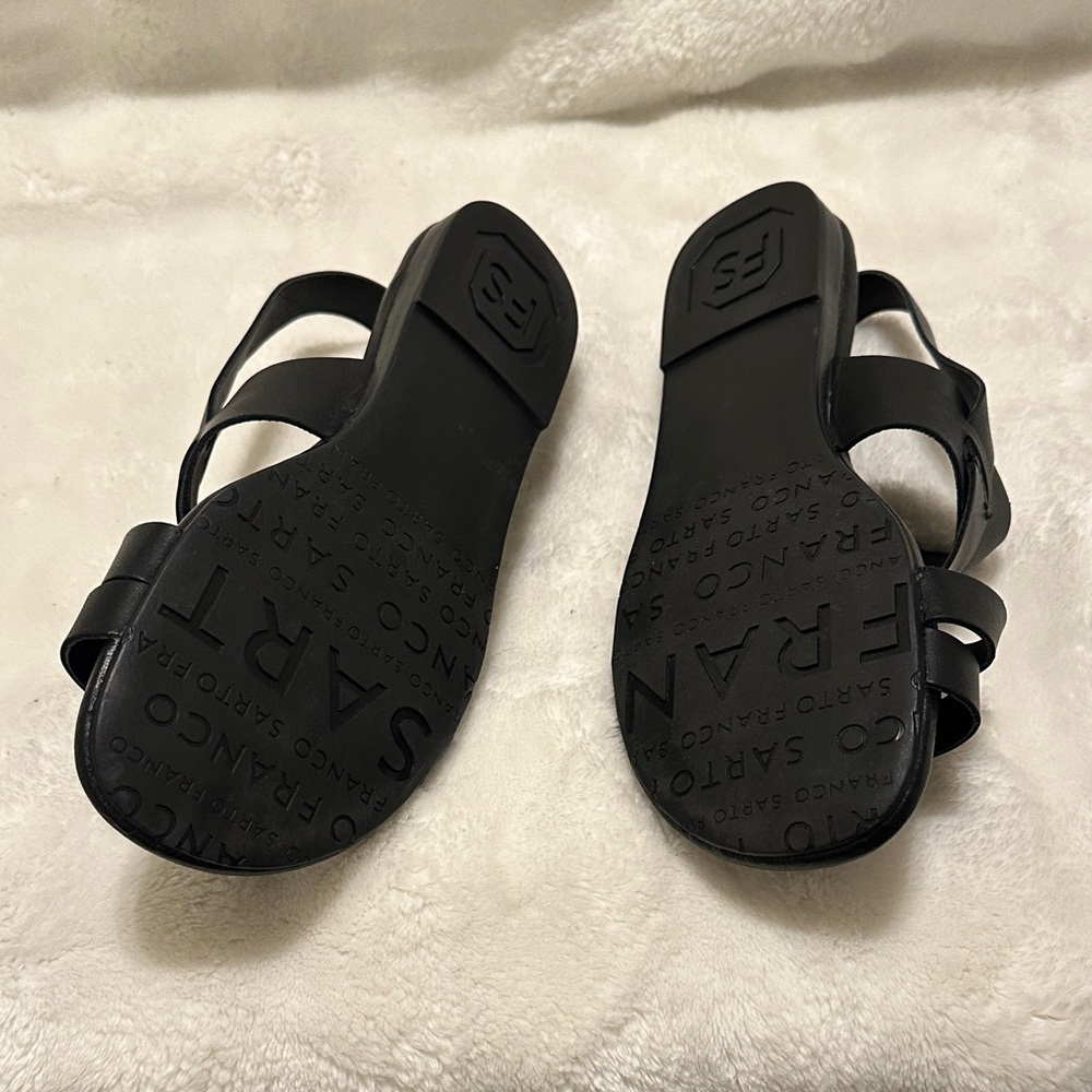 SARTO By Franco Sarto Black Strappy Leather Slingback Sandals - Picture 3 of 3